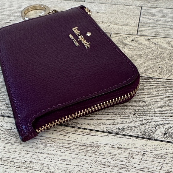 Kate Spade Darcy Medium L Zip Purple Leather Card Holder - Picture 6 of 8